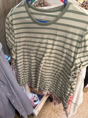 GAP Green and Cream Striped Women’s Tee
